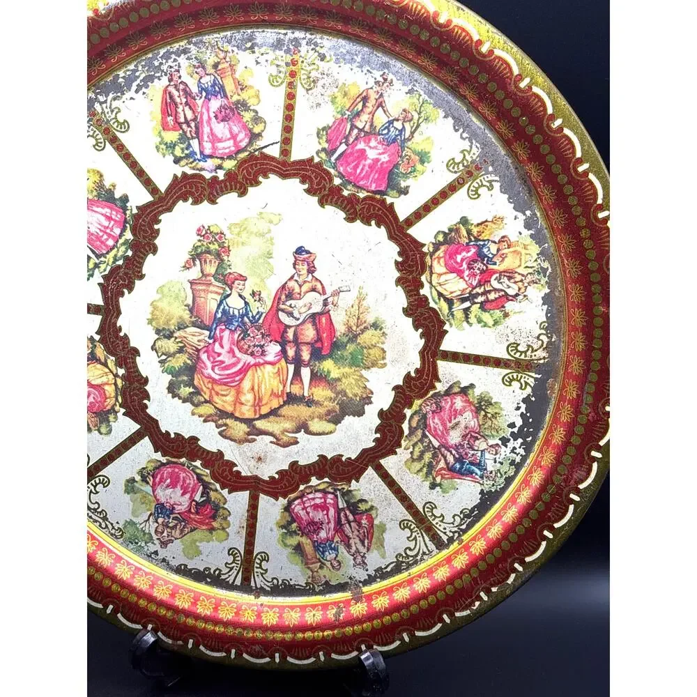 Vintage Tin Trinket Tray Serving Tray 